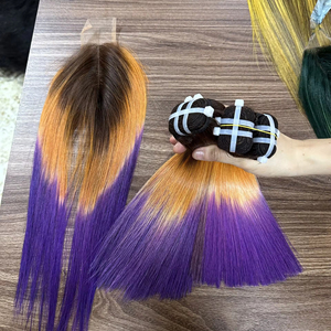 Bundles de cheveux de couleur mélangée avec fermeture Super Double os dessiné droite vierge femme vietnamienne Bundles de cheveux humains avec fermeture - Product Image 1