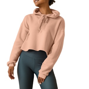 Sweat-shirt à capuche court pour femme, personnalisable avec logo, vêtements en gros OEM ODM - Product Image 1