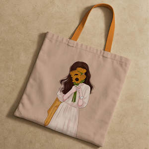 Sac fourre-tout en toile couleur unie Shy Girl avec fermeture éclair et doublure en coton portable pour l'été, l'automne, l'hiver et le printemps - Product Image 3