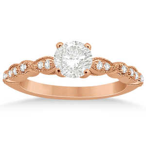 Bague de fiançailles en or rose 18 carats avec petite marquise et diamant en forme de point, 0,12 ct - Product Image 3