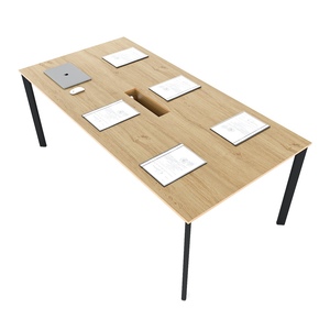 Ministerial <b>Table</b> 200x100cm Made of Melamine-Coated Plywood with Oval Iron Legs Adjustable <b>Office</b> Furniture-HBOV046 - Product Image 2