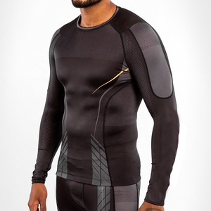 Rashguard à col rond et manches longues pour arts martiaux, vêtement de sport personnalisable avec impression numérique, séchage rapide, compression en Spandex/Polyester pour MMA - Product Image 5