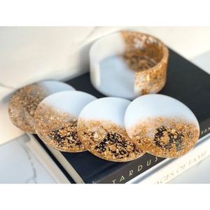 Epoxy Resin Coasters with Geode Designs and Vibrant Color Patterns Perfect for a Modern Theme While Keeping Your <b>Furniture</b> - Product Image 1
