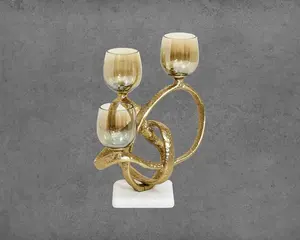 เชิงเทียนฐานหินอ่อนสีขาวมาใหม่พร้อมโลหะรูปตัวทีสำหรับตกแต่งเชิงเทียนในโอกาสเทศกาลคริสต์มาส - Product Image 3