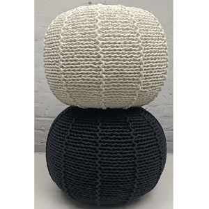 Poufs de hall extérieur européens et américains modernes Pouf en jute Tabouret en tricot à une poignée pour chambre à coucher et hôpital - Product Image 5