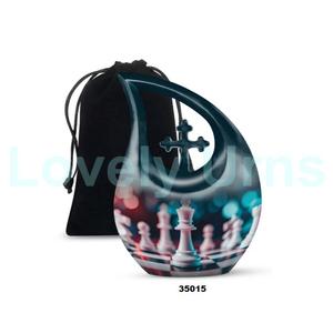 Hot Large Tear Drop Chess Cremation Adult Urn for Human Ashes Decorative Cross Funeral Urn With Free <b>Velvet</b> <b>Bag</b> - Product Image 1
