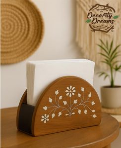 Porte-serviettes en bois de qualité supérieure avec un paquet de mouchoirs pour la cuisine, le bureau, le restaurant, le café, les tables de fête - Product Image 1