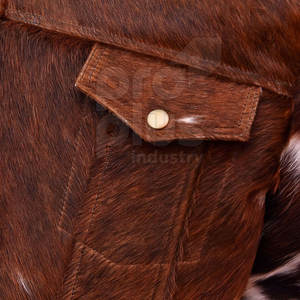 Veste en cuir de vachette de qualité supérieure, robuste et tendance pour homme, logo sur le devant, séchage rapide et respirante, vêtement d'extérieur décontracté - Product Image 5