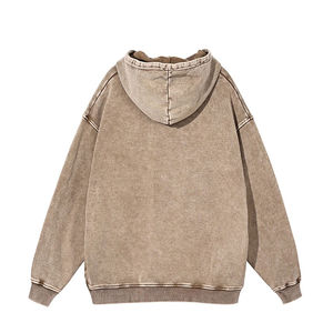 Sweat à capuche surdimensionné pour hommes en éponge française grise vintage personnalisé 100% coton polyester sweat à capuche lourd - Product Image 4