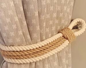 Attache de rideau en corde de jute et de coton fait main : Décoration rustique bohème - Product Image 3