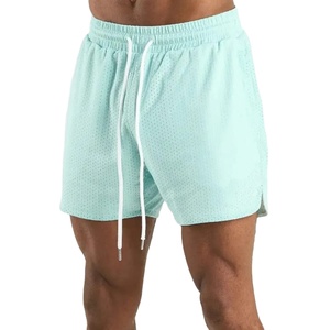 Shorts de sport mi-taille pour hommes, personnalisables avec broderie, style urbain décontracté, poches, 100% polyester, toile gris fumé, séchage rapide - Product Image 5