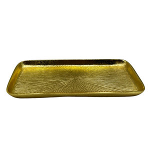 Plateau en aluminium fait main avec texture de ligne moderne, plateau en métal doré pour salon, restaurant, hôtel, décoration de mariage - Product Image 6