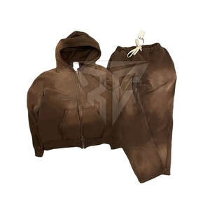 Ensemble de survêtements délavés à l'acide d'usine OEM taille plus sweat-shirt et pantalon respirant col à capuche séchage rapide pour l'hiver - Product Image 1