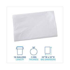Boardwalk H4832MWK Desechable de 24 pulgadas X 32 Pulgadas 16 Galones Revestimientos Lineales Blancos de Baja Densidad para Latas Industriales de 0.5 Mil, 500 por Caja - Product Image 2