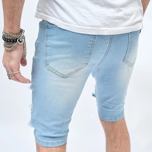 2025 pantalones cortos de mezclilla desgastados elegantes personalizados de algodón 100% de alta calidad para hombres, ropa de calle lavada transpirable para fiesta lavable - Product Image 5