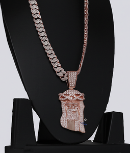 Cadena colgante de Hip Hop de Plata de Ley 925 con diamantes de moissanita en cortes redondos y baguette con claridad VVS completamente helada - Product Image 3