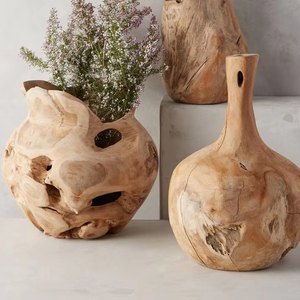 Artisanat décoratif pot de fleurs en bois souhaitant bien jardinière décor de jardin créatif jardinières en bois écorce pots de fleurs jardin - Product Image 1