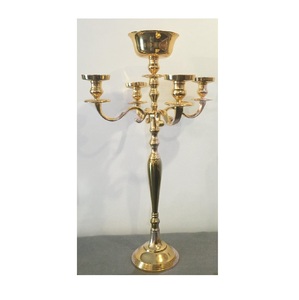 Metal gold five arms Candelabra for wedding decorative Fancy <b>Floor</b> ware Tall Gold Plated <b>Candle</b> <b>Holder</b> handmade Candelabra - Product Image 1