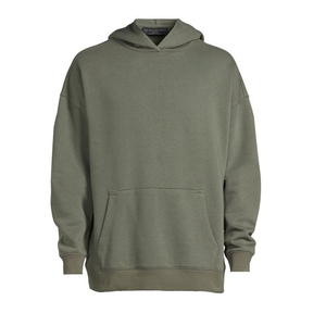 เสื้อสเวตเชิ้ตผู้ชายสีเขียวมะกอกทรงโอเวอร์ไซส์มีฮู้ด ผ้าฟลีซ ทรงปกติ สีพื้น ดีไซน์กระเป๋าเสื้อ สวมใส่สบายๆ สำหรับฤดูใบไม้ร่วง - Product Image 3