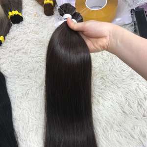 ผมต่อปลายแบนเรียบธรรมชาติบริสุทธิ์100% ผมต่อจากเวียดนามเครื่องขยายเส้นผมมนุษย์หนึ่งเส้นใยสองชั้นแยกสีออกได้100กรัม - Product Image 2