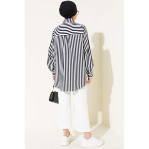 Camisa asimétrica a rayas con botones negra - Product Image 1