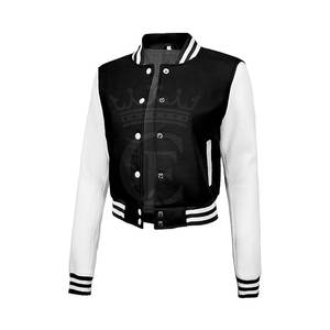 Haute Fabricants Vente En Gros Casual Femmes Crop Letterman Veste Usage Extérieur Crop Letterman Veste - Product Image 1
