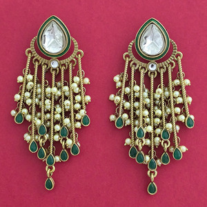 Boucles d'oreilles lustre Indo Western Meenakari fait à la main placage Mehndi bijoux de mode haut de gamme bijoux faits à la main grossistes Inde - Product Image 2