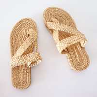 Nouvelles pantoufles marocaines pour femmes, sandales en paille pour la maison et l'hôtel, chaussures pour femmes et hommes, tongs en jacinthe d'eau