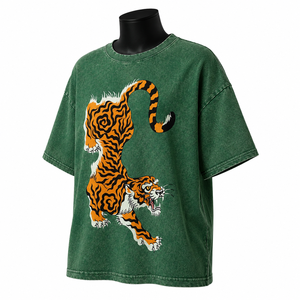 เสื้อยืดโอเวอร์ไซส์สีเขียวสำหรับผู้หญิง พิมพ์ลายกราฟิก แขนสั้น ผ้าฝ้ายลำลอง ขายส่ง - Product Image 3
