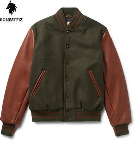 แจ็คเก็ตบอมเบอร์ขนสัตว์ของผู้ชายแบบแห้งเร็วสไตล์ตัวอักษรสำหรับฤดูใบไม้ร่วงฤดูหนาว - Product Image 1