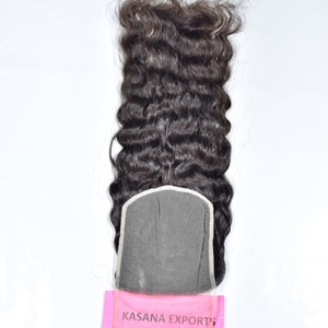 Cutícula alineada 6*6 cierre doble dibujado paquete vietnamita color natural cabello mujeres onda rizo indio extensiones de cabello humano - Product Image 2