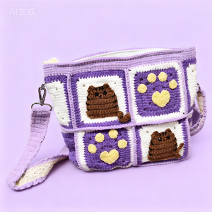 Bolso Bandolera de Lana Tejida a Crochet para Mujer, con Cierre de Cremallera y Decoración de Dibujos Animados, Portátil para Viajes, en Oferta - Product Image 4