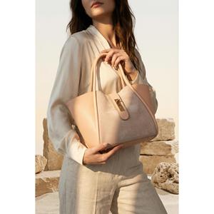 Bolso Estructurado en Piel Genuina Dollaro y Ante - Hecho en Italia - Art. 26037 - Product Image 2