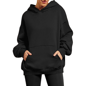 Venta al por mayor logotipo personalizable impreso Sudadera con capucha de gran tamaño para las mujeres 100% algodón de peso pesado nuevo polar Casual para el frente de invierno - Product Image 2