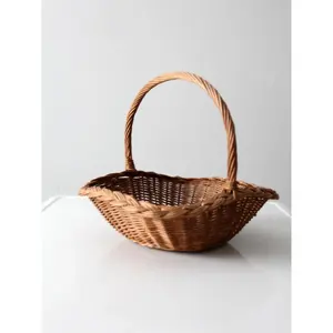 Manufacture wholesale rattan Vintage wicker handle basket gift flower basket nice price from Vietnam