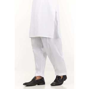 Shalwar Kameez Blanc Basique SH-CTN24-001, Robe Indienne de Style Pakistanais en Georgette, Salwar Cousu - Product Image 4