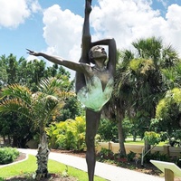 Escultura famosa de metal de tamaño real para mujer, escultura de bronce para chica bailarina