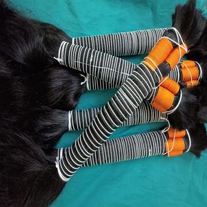 High Quality 12A Grade Virgin Temple Human Hair Extensions Machine Weaved Natural Bundles No Shedding or <b>Tangles</b> - Product Image 1