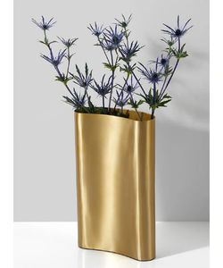Geometric Pattern Design Metal <b>Ribbed</b> Flower <b>Vase</b> Bronze and Copper Modern Decorative Table Centerpiece Ornate Living Room - Product Image 3