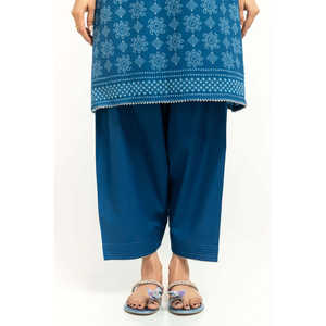 ชุดสูทผ้าลอนพิมพ์ลายสีน้ำเงิน 3 ชิ้นสำหรับผู้หญิง ดีไซน์ทันสมัยสำหรับสาวออฟฟิศ ตกแต่งด้วยกระดุม - Product Image 5