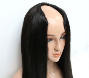 Vente en gros de haute qualité U Part Perruque avec Remy Extensions de cheveux noirs raides Extensions de cheveux - Product Image 2