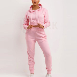 Femmes hiver haut court survêtement ensemble élégant décontracté court avec motif solide haute qualité toile en gros - Product Image 5