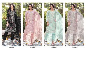 Nuevo traje de trabajo manual pesado paquistaní Impresión digital Ropa India pakistaní Venta en línea con Organza bordada Stanton - Product Image 6