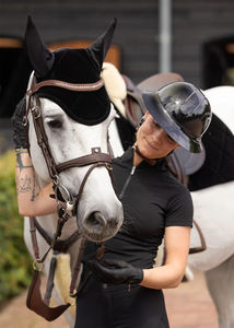 Bonnet d'oreille pour cheval de qualité supérieure, léger, respirant et lavable, prêt pour la compétition, bonnet d'oreille pour cheval en crochet, voile anti-mouches - Product Image 2