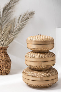 Caja de bambú natural hecha a mano, cajas de almacenamiento tejidas a mano para la organización del hogar, caja de regalo redonda para un día especial, venta al por mayor de Vietnam - Product Image 6