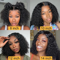 Perruque Courte Bob Ondulée Profonde avec Mèches Ombrées, Lace Front Bouclée Style Jerry, Cheveux Humains HD Frontal pour Femmes