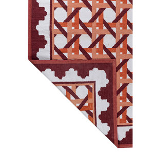 Alfombra Clásica de Lana Alhambra Roja Naranja Hecha a Mano con Tejido Plano para el Hogar ADWL-13304 Modelo Rectangular para Pasillo y Dormitorio Alfombra de Yute - Product Image 5