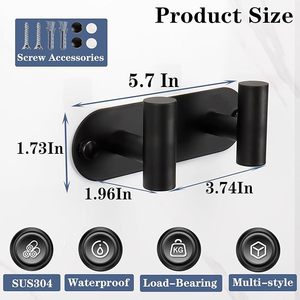 Perchero de pared de alta resistencia con 2 ganchos para colgar ropa, chaquetas, sombreros, bolsas - Product Image 5