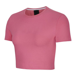 Hauts courts à imprimé solide pour femmes T-shirts à manches courtes avec logo personnalisé T-shirts d'été sexy à coupe régulière - Product Image 1