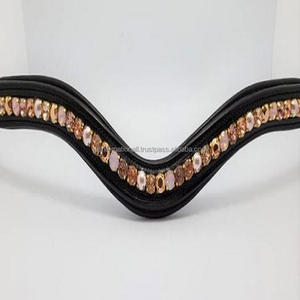 Banda de cuero para cejas, sillín Inglés y negro, cosido, forma curvada, suave, acolchada, para caballos, con equino multicolor - Product Image 4